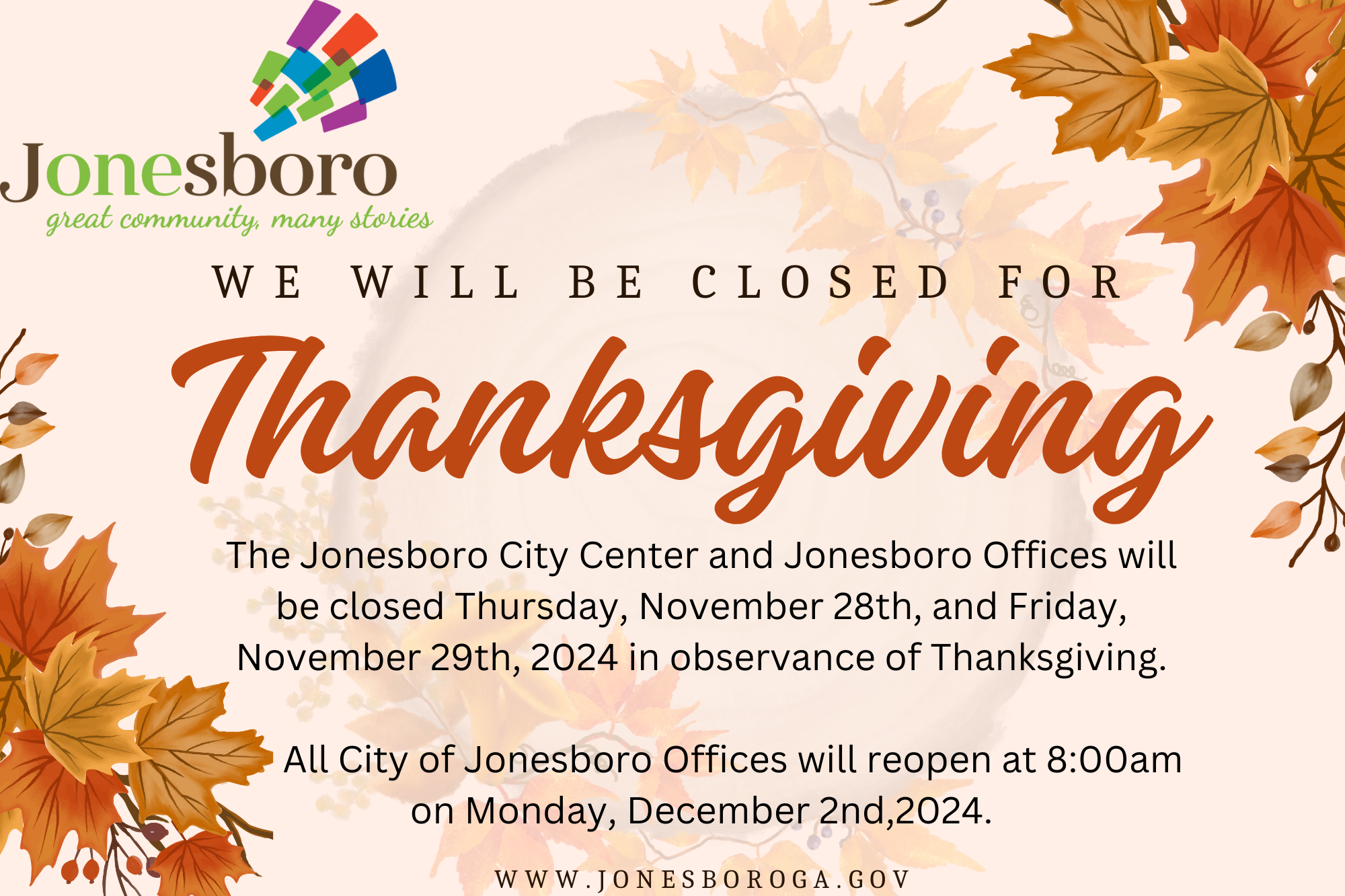 Closed for Thanksgiving.